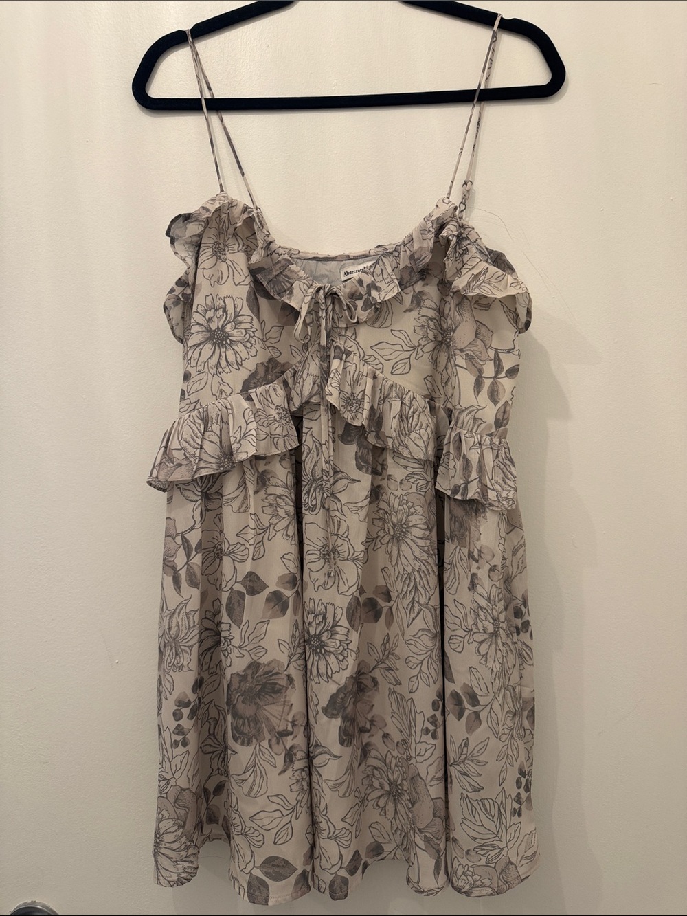 Abercrombie & Fitch Cream Floral Ruffle Mini Dress